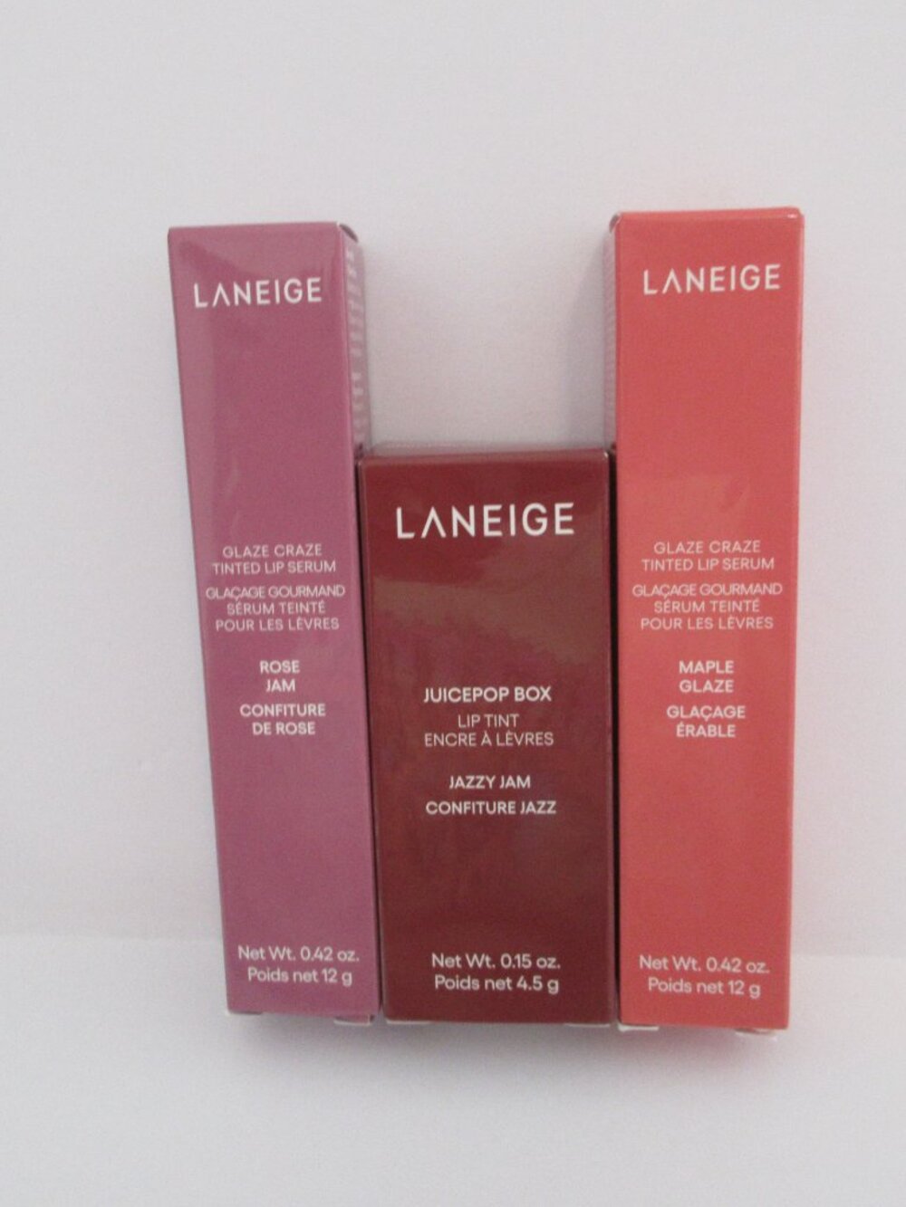 LANEIGE Set of 3 - 1 JuicePop Box(Jazzy Jam) Glaze Craze (Maple Glaze, Rose Jam)